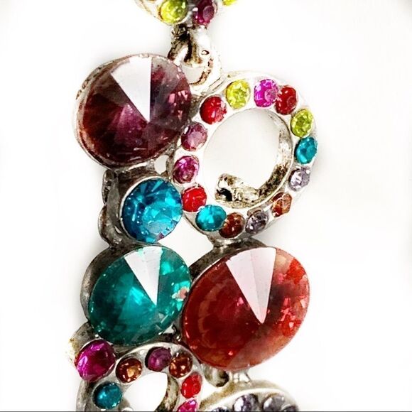 Runway multicolored crystal circle dangle earrings - Picture 5 of 8